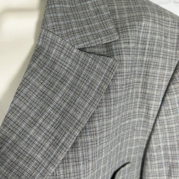 Brooks Brothers Gray Plaid 100% Linen Three Button Blazer Jacket Women’s Size 16 - Picture 8 of 8